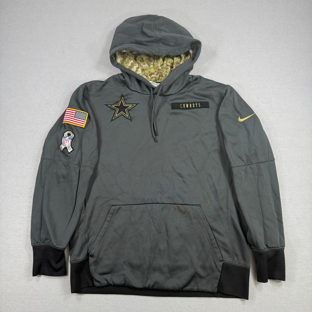 Nike Dallas Cowboys Hoodie Men Medium Gray Salute to Service Therma Fit Camo